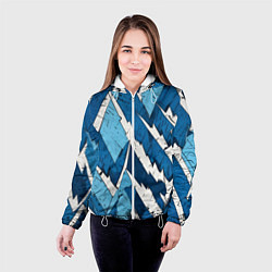 Куртка с капюшоном женская Геометрический камуфляж, цвет: 3D-белый — фото 2