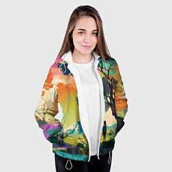 Куртка с капюшоном женская На природе абстракция, цвет: 3D-белый — фото 2