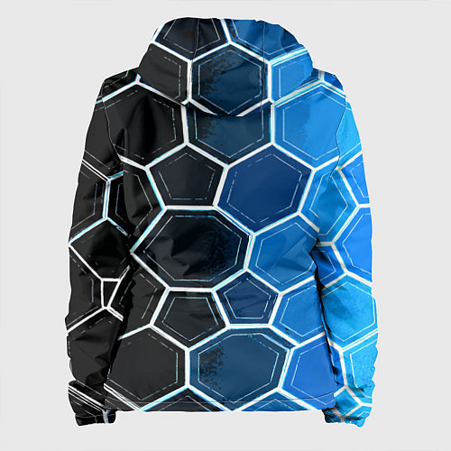 Женская куртка Белые шестиугольники на чёрно-синем фоне / 3D-Белый – фото 2
