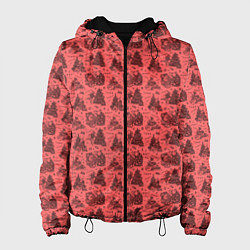 Женская куртка Новогодние звери на красном