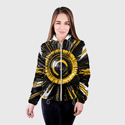 Куртка с капюшоном женская Чёрно-жёлтая сфера киберпанк, цвет: 3D-белый — фото 2