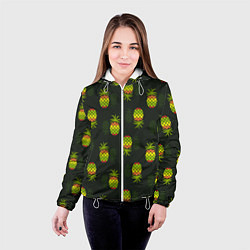 Куртка с капюшоном женская Ананасовый паттерн, цвет: 3D-белый — фото 2