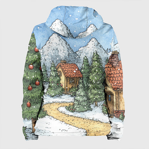 Женская куртка Новогодний пейзаж / 3D-Белый – фото 2