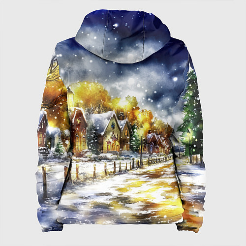 Женская куртка Новогодний пейзаж акварель / 3D-Черный – фото 2