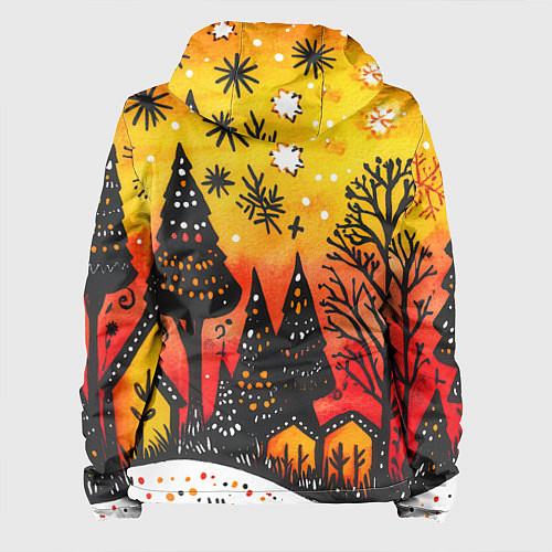 Женская куртка Елочки на фоне оранжевого неба / 3D-Черный – фото 2
