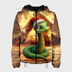 Куртка с капюшоном женская Зеленая новогодняя змея 2025 года, цвет: 3D-черный