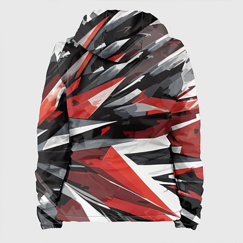 Женская куртка Чёрно-красно-белая абстракция / 3D-Белый – фото 2