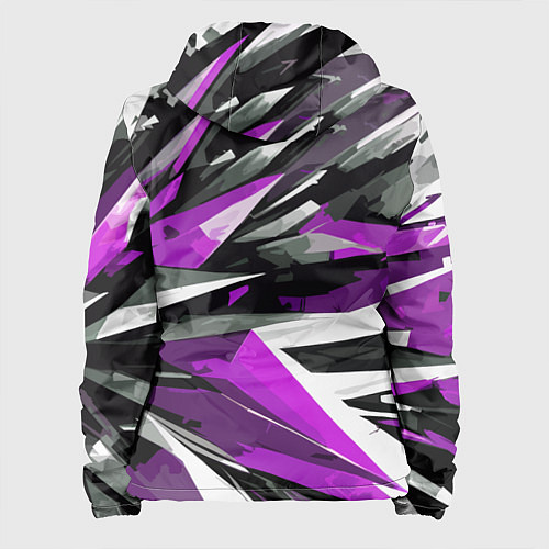 Женская куртка Чёрно-фиолетово-белая абстракция / 3D-Белый – фото 2