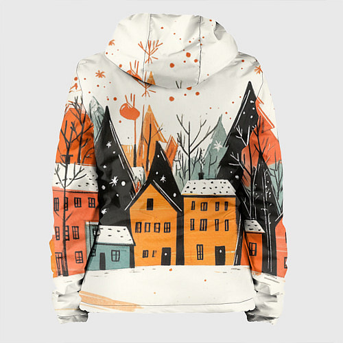 Женская куртка Оранжевые зимние домики / 3D-Белый – фото 2