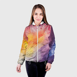 Куртка с капюшоном женская Краски акварели, цвет: 3D-белый — фото 2