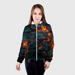 Куртка с капюшоном женская Скала и лава, цвет: 3D-белый — фото 2