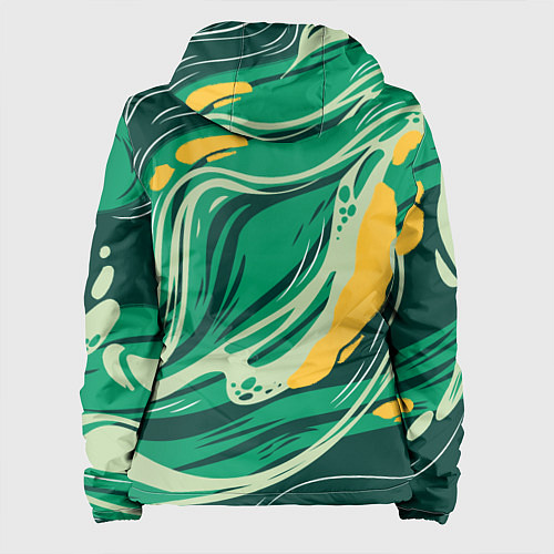 Женская куртка Абстрактные полосы в зелёных тонах / 3D-Черный – фото 2