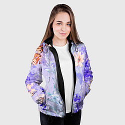 Куртка с капюшоном женская Растения на розовом фоне, цвет: 3D-черный — фото 2