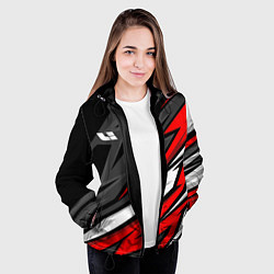 Куртка с капюшоном женская Lixiang - красный спортивный, цвет: 3D-черный — фото 2