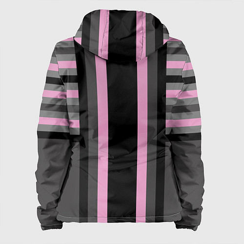 Женская куртка Розово серый полосатый узор / 3D-Белый – фото 2