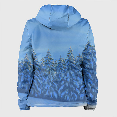 Женская куртка Ёлки под снегом в лесу / 3D-Черный – фото 2