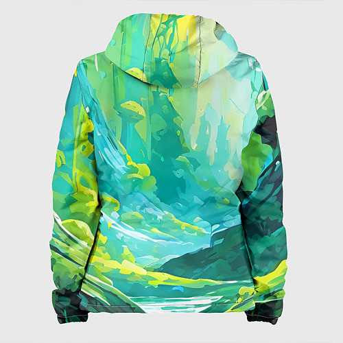 Женская куртка Зелёная кислотная абстракция / 3D-Белый – фото 2