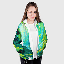Куртка с капюшоном женская Зелёная кислотная абстракция, цвет: 3D-белый — фото 2