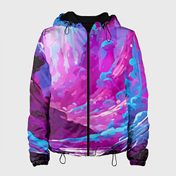 Куртка с капюшоном женская Фиолетовая кислотная абстракция, цвет: 3D-черный