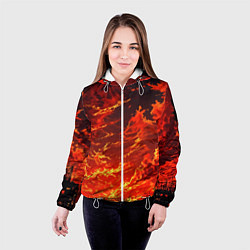Куртка с капюшоном женская Багровый огненный закат, цвет: 3D-белый — фото 2