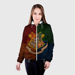 Куртка с капюшоном женская Hogwarts emblem, цвет: 3D-белый — фото 2