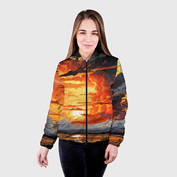 Куртка с капюшоном женская Багровый закат, цвет: 3D-черный — фото 2