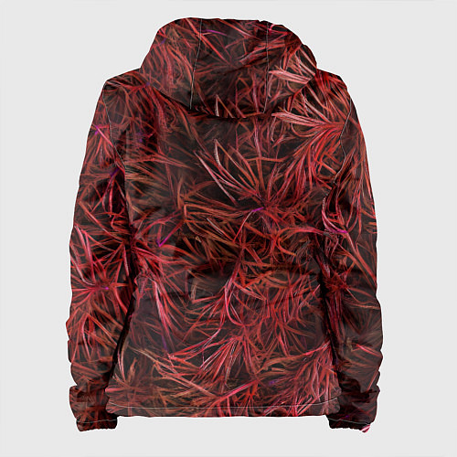 Женская куртка Красная трава на чёрном фоне / 3D-Белый – фото 2