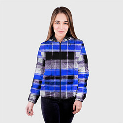 Куртка с капюшоном женская Белые полосы на чёрно-синем фоне, цвет: 3D-черный — фото 2