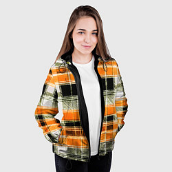 Куртка с капюшоном женская Белые полосы на чёрно-жёлтом фоне, цвет: 3D-черный — фото 2