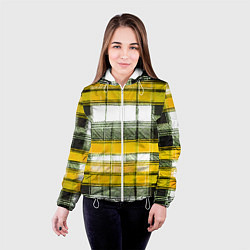 Куртка с капюшоном женская Чёрные полосы на жёлто-белом фоне, цвет: 3D-белый — фото 2