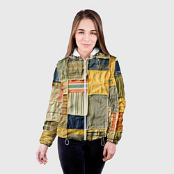 Куртка с капюшоном женская Пэчворк в желтых оттенках, цвет: 3D-белый — фото 2