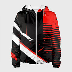 Женская куртка Красно белые полосы на чёрном фоне