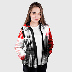 Куртка с капюшоном женская Красно-чёрный гранж на белом фоне, цвет: 3D-черный — фото 2