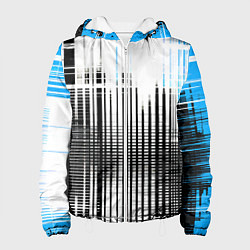 Куртка с капюшоном женская Сине-чёрный гранж на белом фоне, цвет: 3D-белый