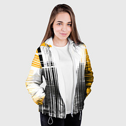 Куртка с капюшоном женская Жёлто-чёрный гранж на белом фоне, цвет: 3D-белый — фото 2