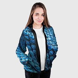Куртка с капюшоном женская Голубая кожа змеи, цвет: 3D-черный — фото 2