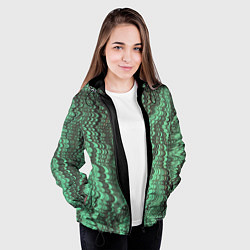 Куртка с капюшоном женская Разводы в зеленом цвете, цвет: 3D-черный — фото 2
