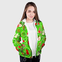 Куртка с капюшоном женская Новогоднее настроение паттерн, цвет: 3D-белый — фото 2