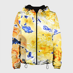 Куртка с капюшоном женская Сине-золотая абстракция, цвет: 3D-черный