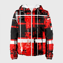 Женская куртка Красно-белый гранж на чёрном фоне