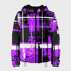Женская куртка Фиолетово-белый гранж на чёрном фоне