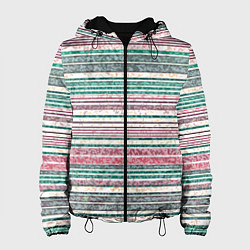 Женская куртка Светлый зелёно-розовый текстурированные полосы