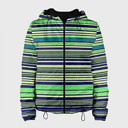 Женская куртка Сине-зелёный текстурные полосы