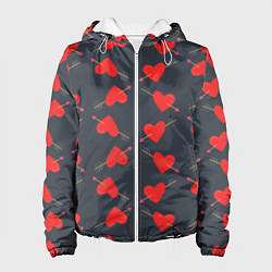 Куртка с капюшоном женская Сердце со стрелой, цвет: 3D-белый