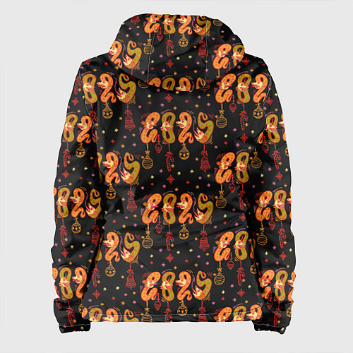 Женская куртка 2025 паттерн символ года змей из русского лубка / 3D-Белый – фото 2