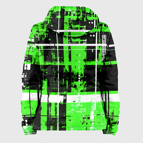 Женская куртка Зелёно-белый гранж на чёрном фоне / 3D-Белый – фото 2