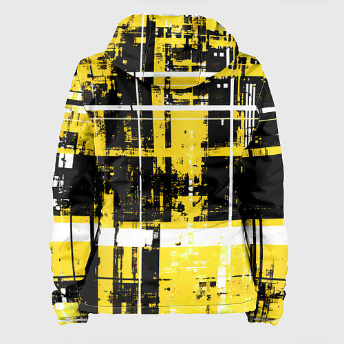 Женская куртка Жёлто-белый гранж на чёрном фоне / 3D-Белый – фото 2