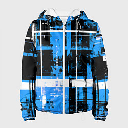 Женская куртка Сине-белый гранж на чёрном фоне