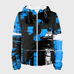 Женская куртка Сине-белый гранж на чёрном фоне