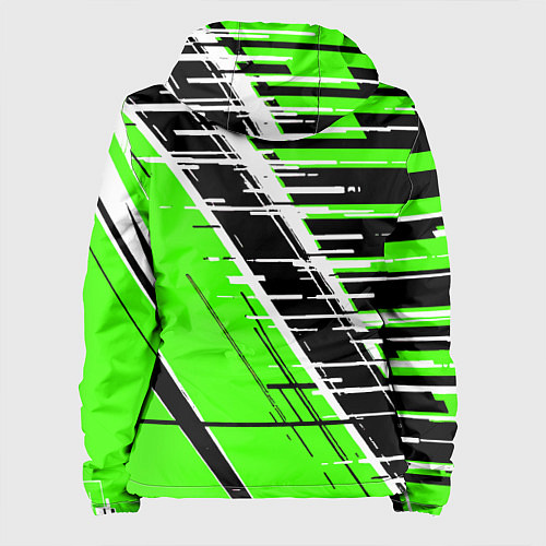 Женская куртка Чёрно-белые глитч полосы на зелёном фоне / 3D-Белый – фото 2